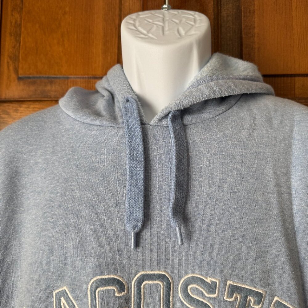 Lacoste Light Blue Pullover Hoodie w/Drawstring Sweatshirt Size 9 - Picture 4 of 11